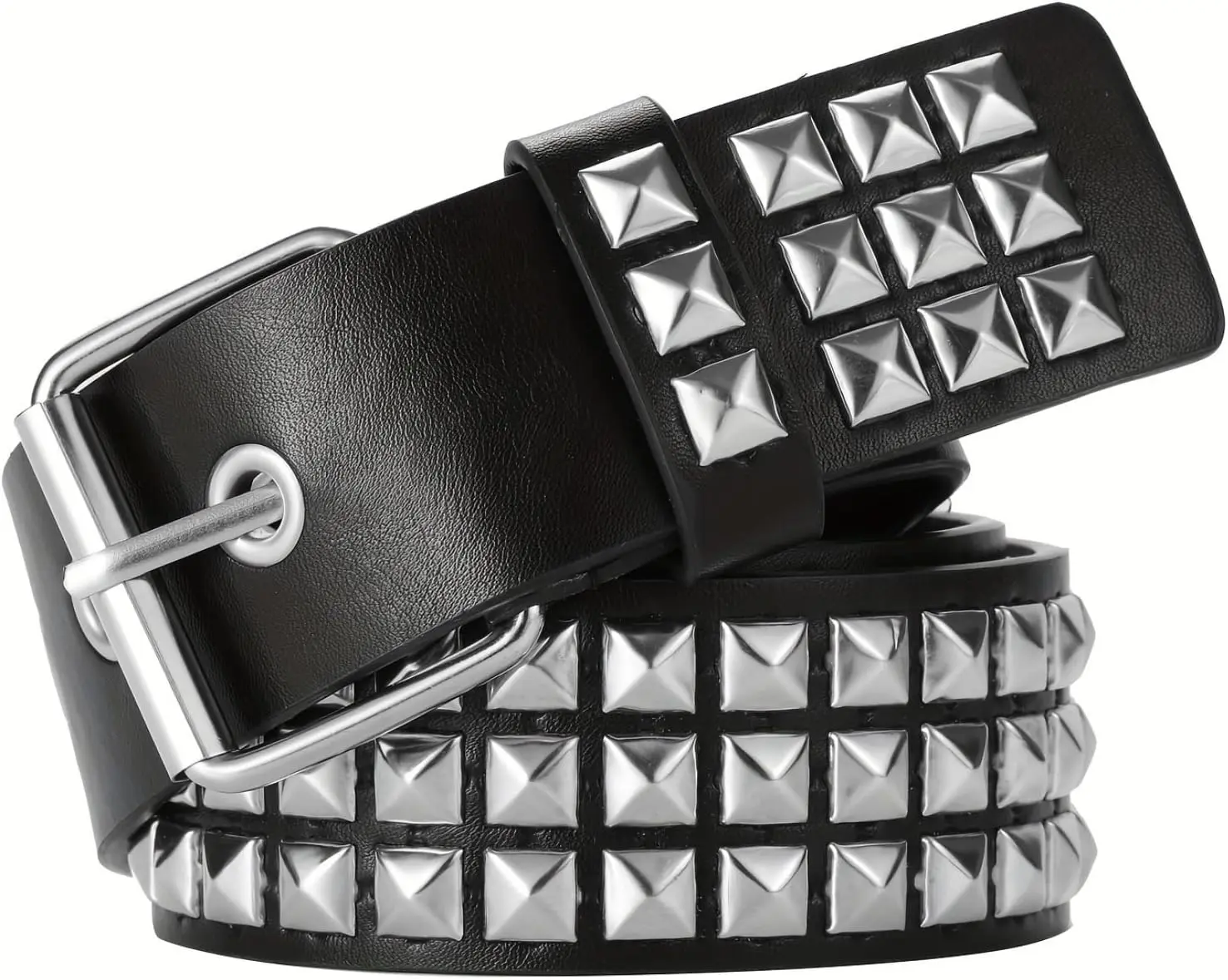 Punk Rivet Wide Leather Belt Chunky Waist Belt Fashion Women Black Skinny Rivet Belt: Black Faux Leather Punk Rock Style - Etsy main image 4