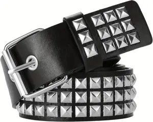 Metal Punk Rock Rivet Studded Belt for Women Men, Gothic Belt with Bright Pyramid Studs