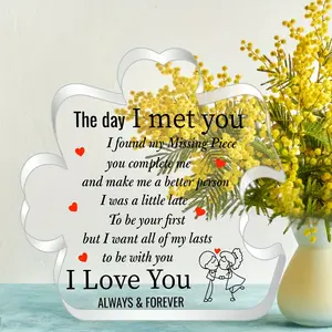 Acrylic Puzzle Logo Decoration, Acrylic Plaque Sign, Acrylic Plaque, Perfect Gift for Valentine's Day Anniversary Birthday, Unframed Irregular Shape, Suitable for Him Her Boyfriend Girlfriend Husband Wife