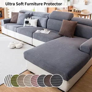 Stretch Sofa Cover, Non-Slip Full Coverage, All-Season Universal, Luxurious Fabric, Dustproof, Pet Friendly, Adjustable, Soft Sofa Protector, Universal Sofa Protector