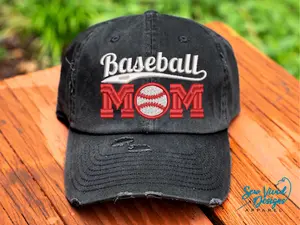 Baseball Mom Hat | Distressed Baseball Cap OR Ponytail Hat | Custom Colors | Baseball Mom Gifts | Baseball Mama