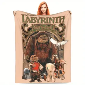 Labyrinth Movie Throw Blanket with Goblin King & "Should You Need Us" Quote -  All-Season Home Bedroom Bed Sofa Picnic Cover  Family Friends and Chridren Perfect Gift Birthday Present