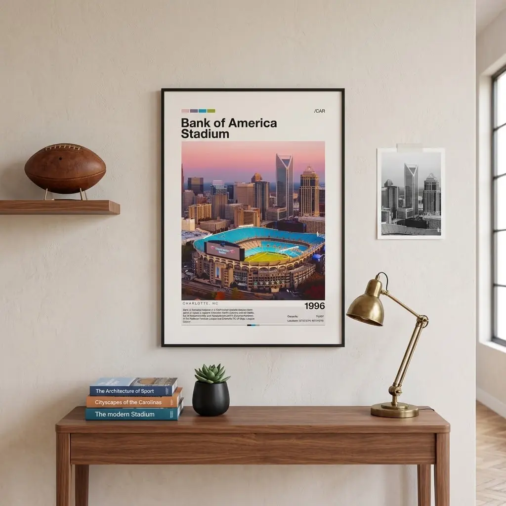 Bank of America Stadium Minimalist Poster - Carolina Panthers Wall Art