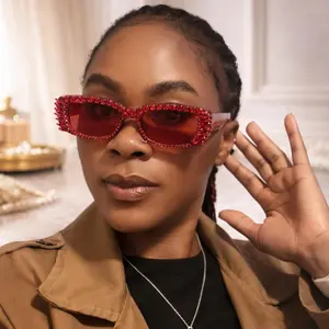 Luxury Rhinestone Square Sunglasses-Trendy Y2K Designer shades for women/men