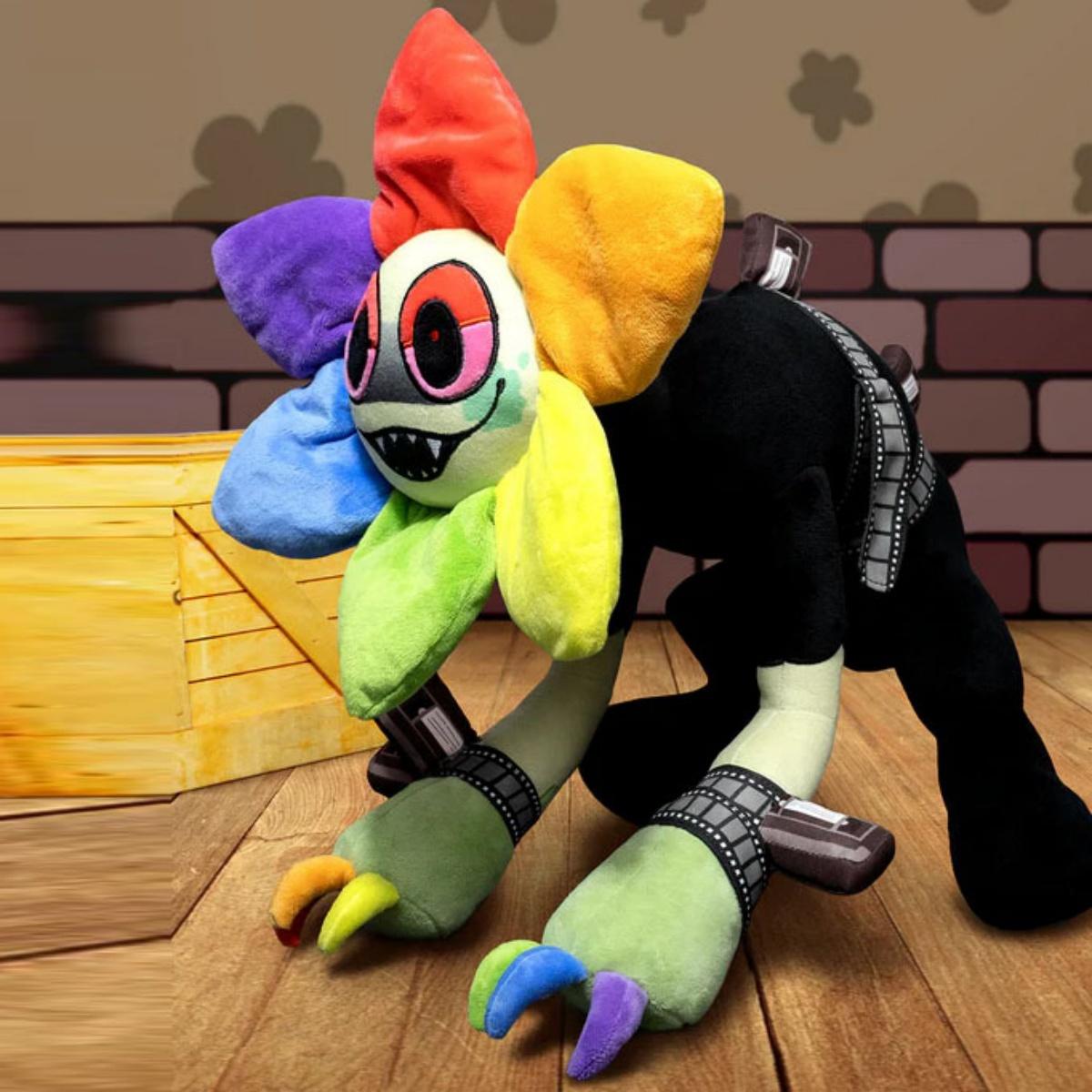 Twisted Dandy Plush - 14" Rainbow Flower Horror Plushie from Dandy's World Roblox Game, Scary Cute Stuffed Toy, Perfect Halloween & Collector's Item,cute girly gifts,weighted stuffed animal