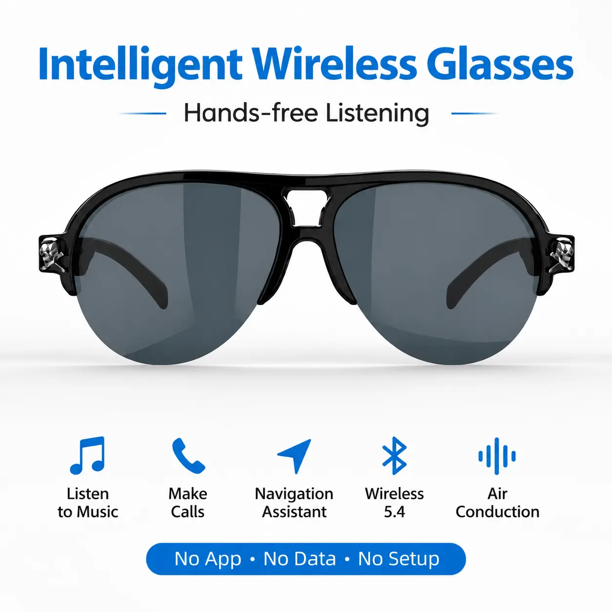 F08 MAX Wearable Smart Audio Glasses, Bluetooth 5.4 Wireless Eyewear with Built-in Speakers, Touch Control, Voice Assistant Support, Music Listening, Call Making for Daily Travel & Outdoor Use