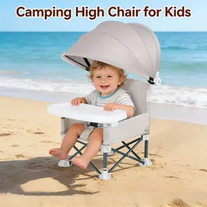 Portable Baby Feeding Chair, Foldable Multifunctional Aluminum Outdoor Dining Seat, Stability, Ideal for Camping & Travel, Comfortable Child Booster Seat