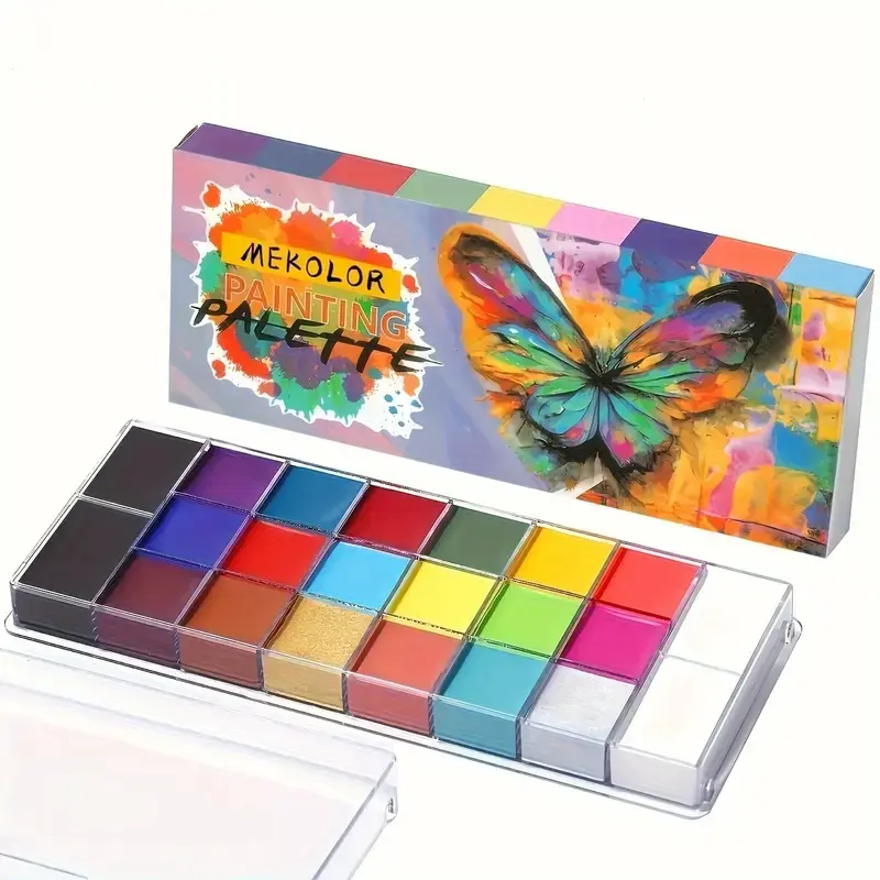 22-Color Body & Face Paint Set, Easy-Clean Mixable Body Makeup for Stage, Carnival, Halloween & Christmas
