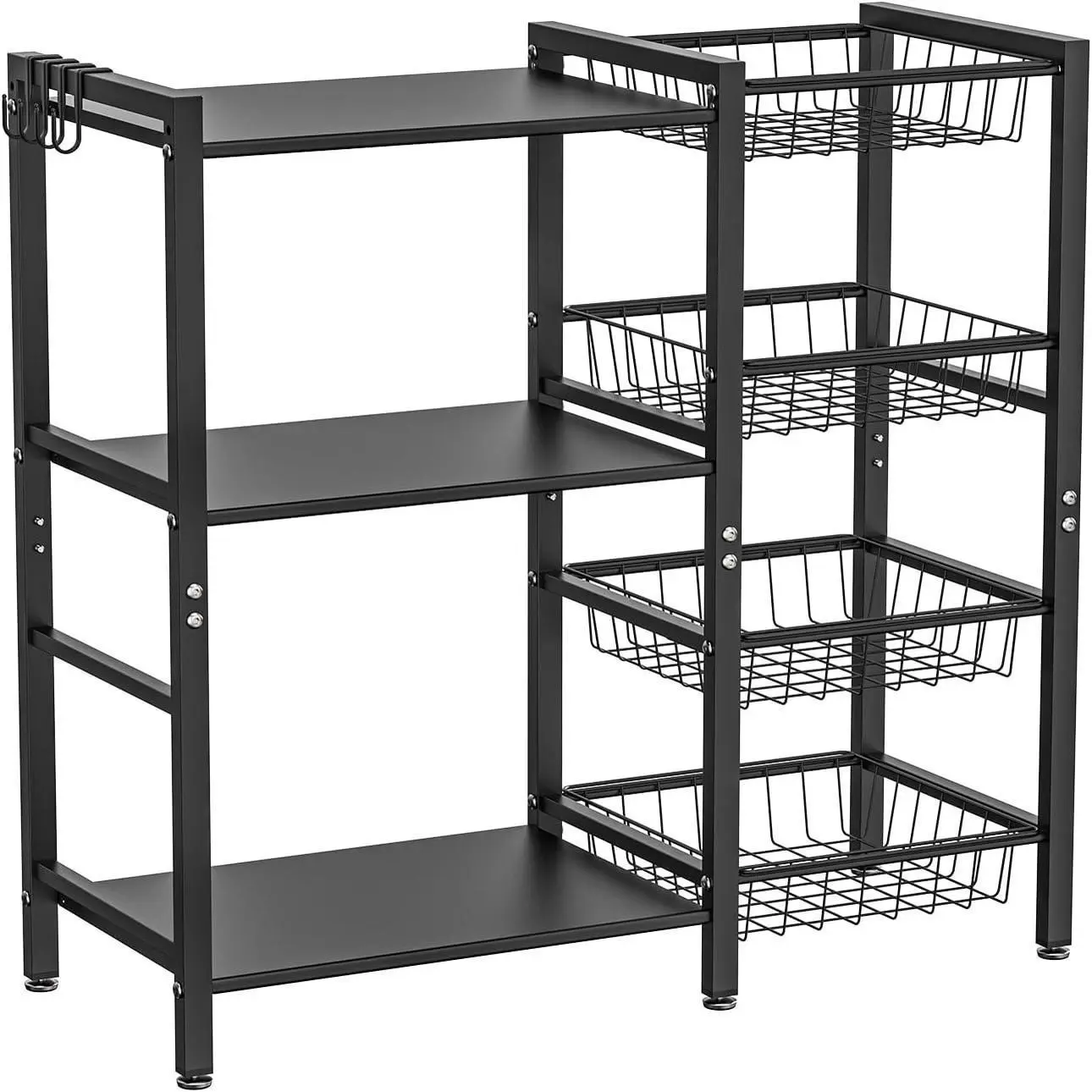 Durable Multi-Tiered Kitchen Baker's Rack Organizer - Steel Mesh Baskets Kitchen Storage Utility Stand for Microwave Oven, Toaster Placement