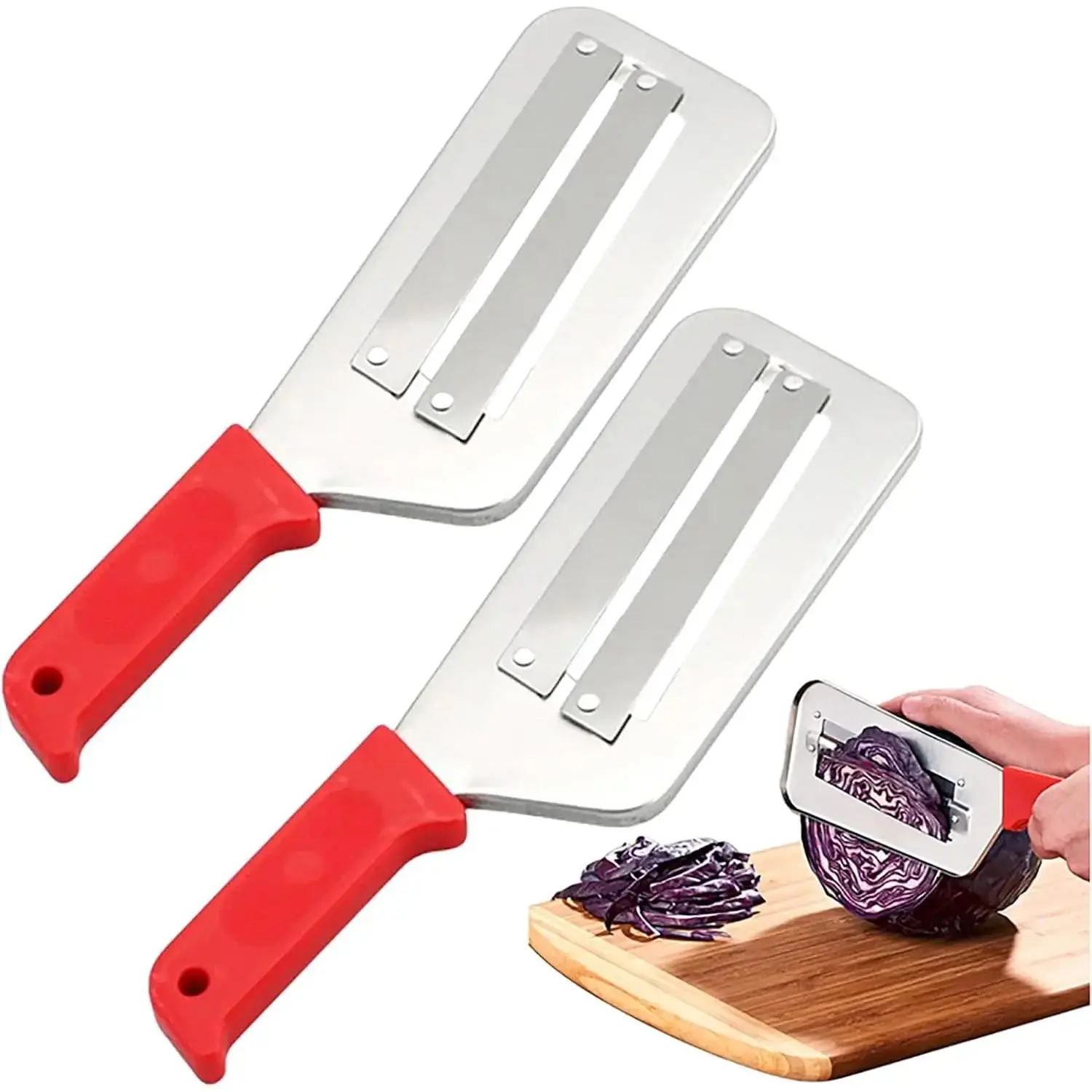 [Buy 1 Get 1 Free] Stainless Steel Shredder Knife, Double-Layer Slicer Multifunctional Vegetable Cutter Cabbage Slicer shredder, Sharp Blades Durable Julienne Cutter, Easy to Clean Stainless Steel Grater