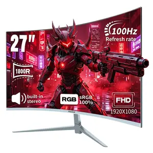 27 Inch Curved Gaming Monitor – FHD 1920*1080, 100Hz Refresh, 1ms Response, HDMI/DP Dual Ports, Built-in Speakers, VESA Wall-Mount, Adaptive Sync, 100% sRGB, 1800R Curvature