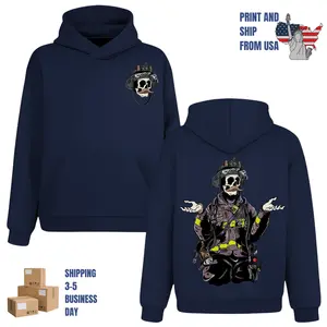 Shrugging Firefighter Skeleton 69 Hoodie, 2 Sides, Funny Fireman Graphic Tee