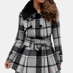 Zeagoo Women's Fashion Faux Fur Lapel Double Breasted Thickened Wool Trench Coat Basic Winter Warm Jacket  Women Jacket 2025 New Year summerwins