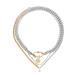 SLEEK CARABINER COSMIC LAYERED NECKLACE SET