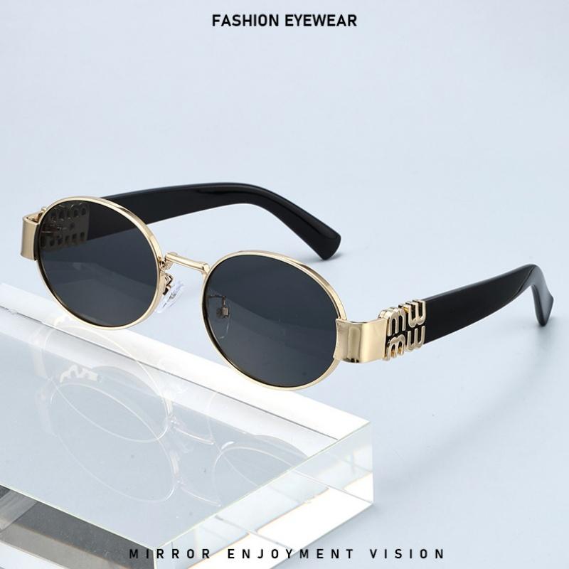 2026 Trendy European & American Round Sunglasses - Women’s Metal Logo Detail Shades with UV Protection (Retro Streetwear Pick)