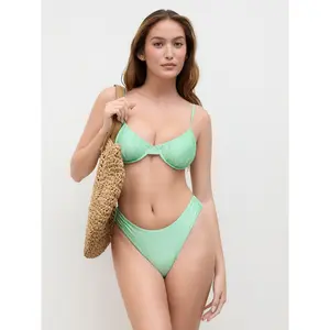 Cider U-neckline Ruched Underwire Cheeky Bikini Set