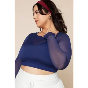 Coquette Long Sleeve Mesh Bra - Sapphire