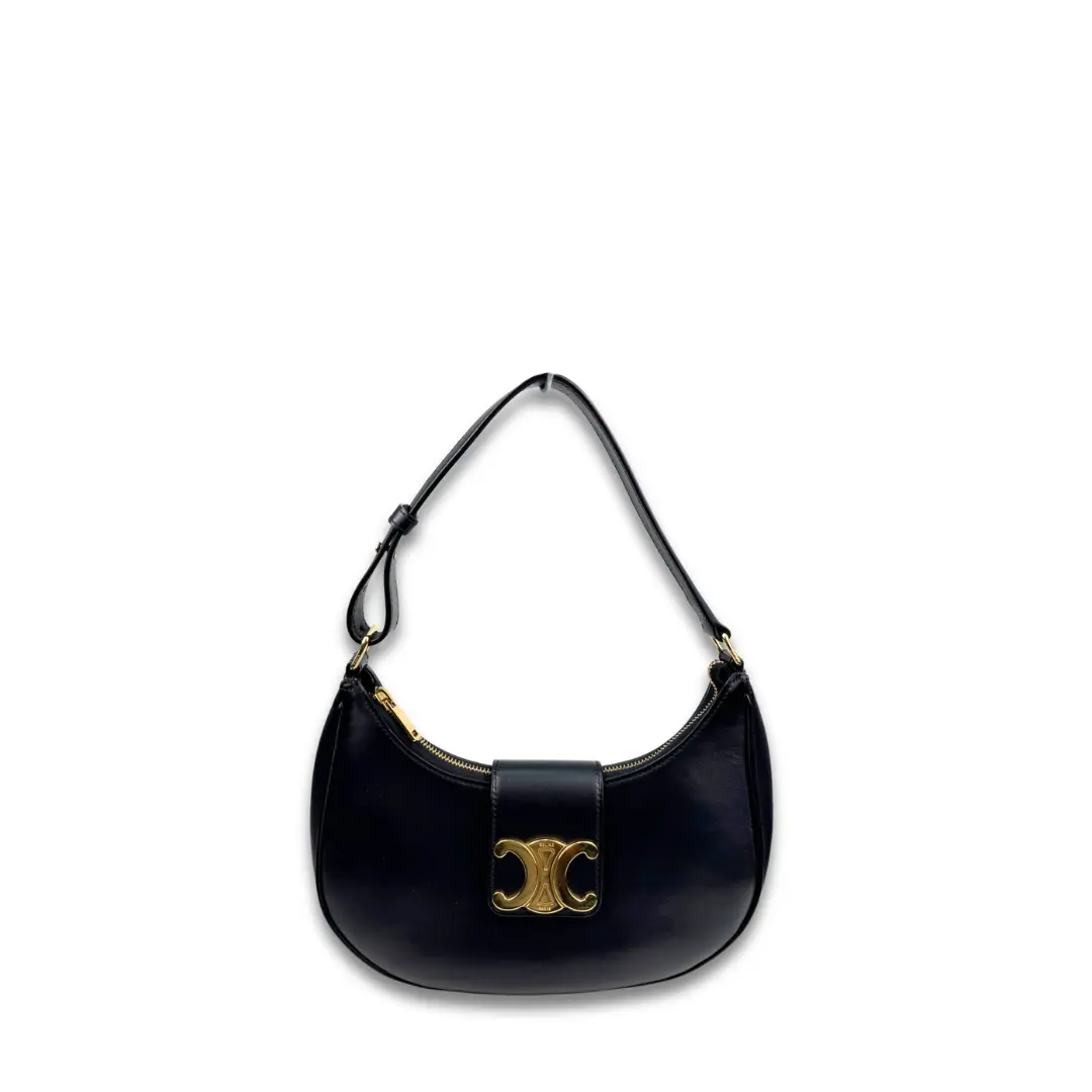 Pre-owned Celine Leather Shoulder Bags Medium Black Ava Triomphe Shoulder Bag