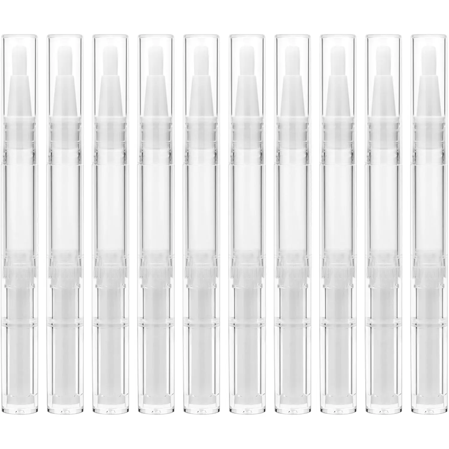 10-Piece 3ml Transparent Twist Cuticle Oil Pens - Empty Nail Care Tools with Brush Tips, Cosmetic Applicators for Lip Gloss, Eyelash Growth Liquid + 1 Pack 3ml Transfer Pipettes