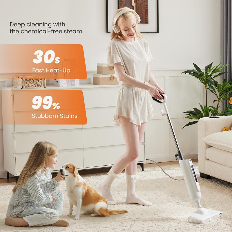 Sweet Furniture F Steam Mop for Floor Cleaning,Lightweight Floor Steamer Cleaner for Hardwood/Tile/Laminate Floors Carpet, 2 Washable Pad