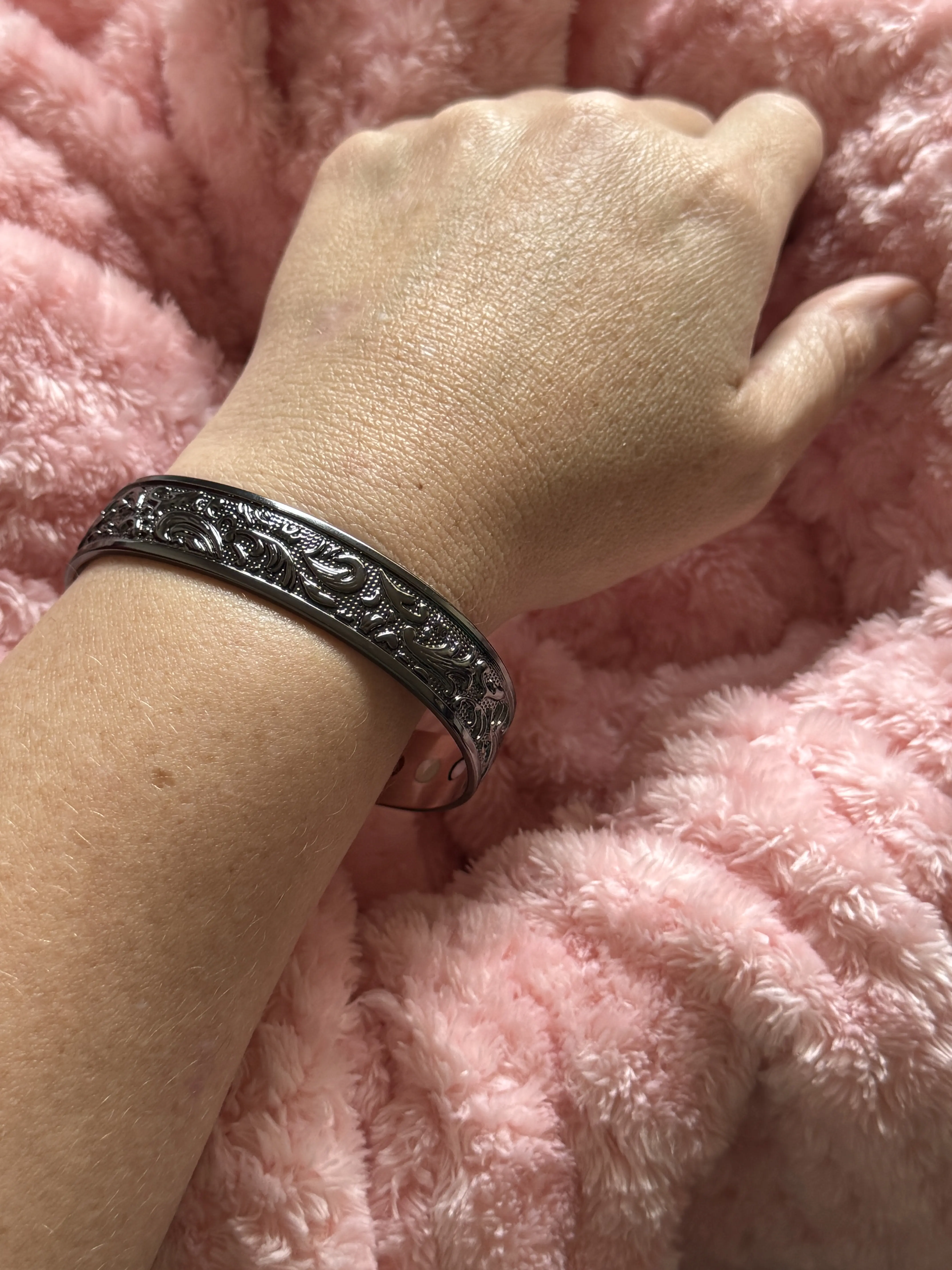 High Polish Black Filigree Bangle