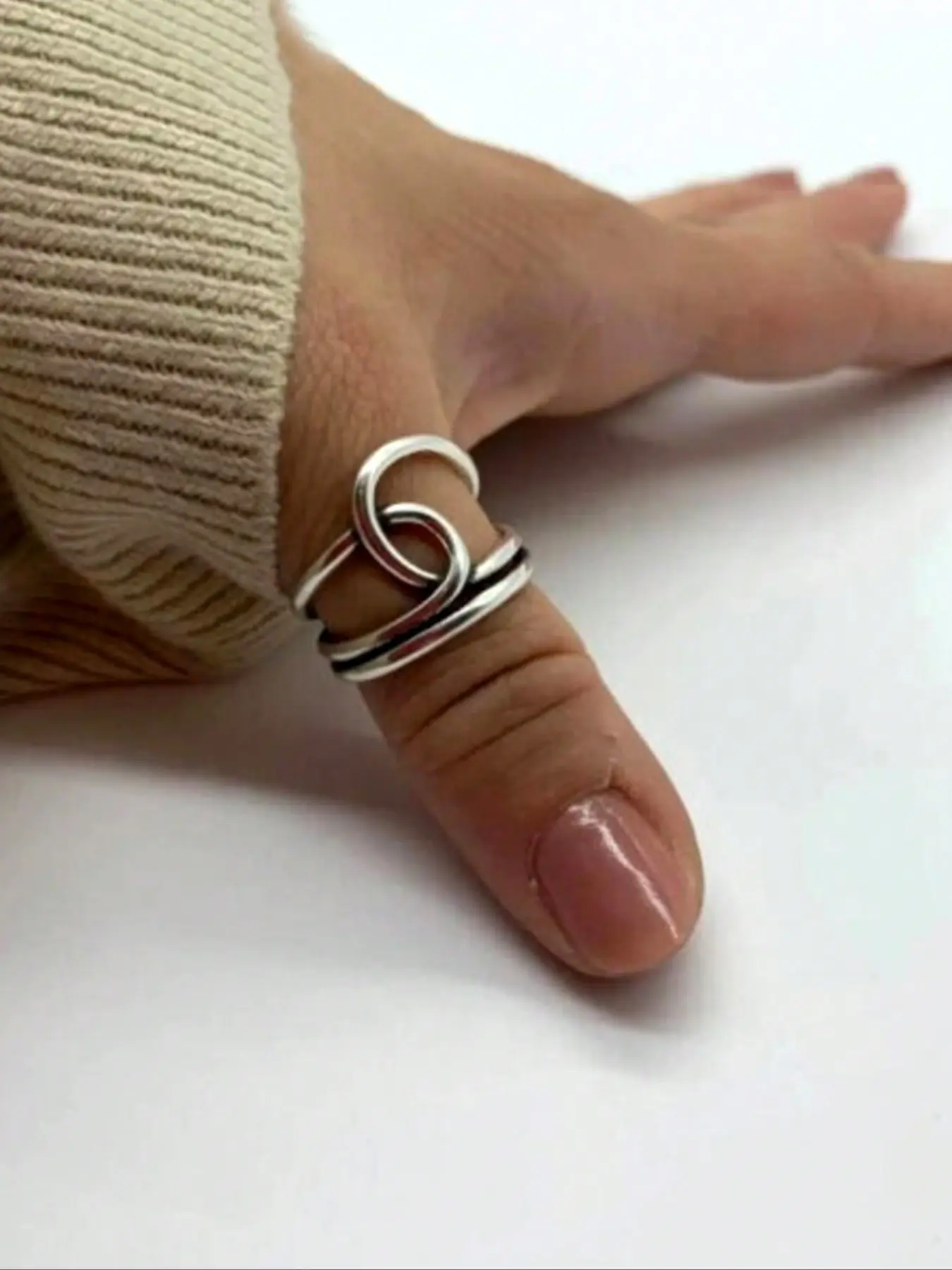 Vintage Asymmetric Multi-Layer Thumb Ring, Stainless Steel Waterproof Material, Cross Knot Design, Women's Fashion Jewelry, Statement Rings, Geometric Design Ring, Asymmetrical Rings, Fashionable Jewelry, Beautiful Rings