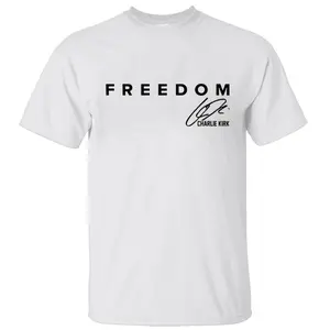 Freedom Charlie Kirk Signature T-Shirt, Patriotic Graphic Tee, Classic Tribute Shirt for Men and Women, Casual Vintage Style Top