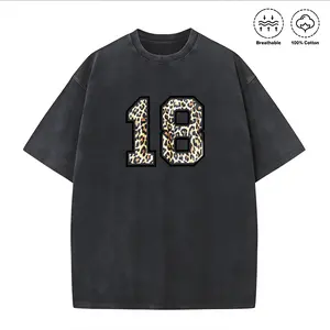 Washed T-shirt  Custom Numbers Cheetah Print Leopard College Birthday Shirt Gift Varsity Number Shirt Sports Number Cheetah Print Shirt