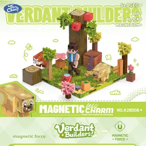 Magnetic Building Blocks Minecraft Forest Park Model, DIY Assembly Toy for Boys & Girls, Educational Puzzle Game Gift
