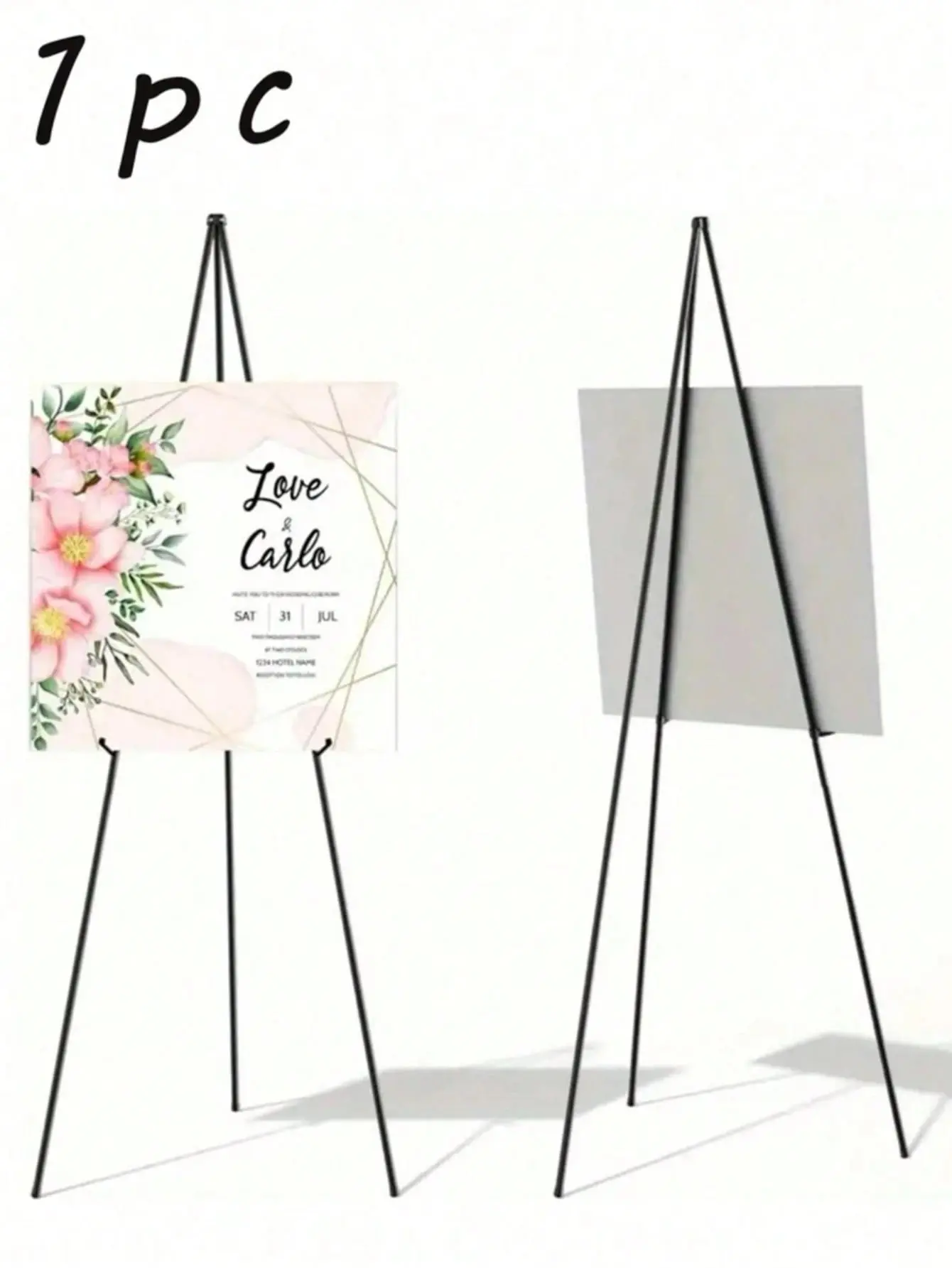 1PC Foldable Easel Stand, "63 Wedding Sign Easel Stand - Portable Display Stand With Bag - Holds 5lbs" For Wedding Banner And Tabletop Easel Stand And Office, Large Floor Adjustable Metal Painting Easel Tripod Black Base Easter Gift.