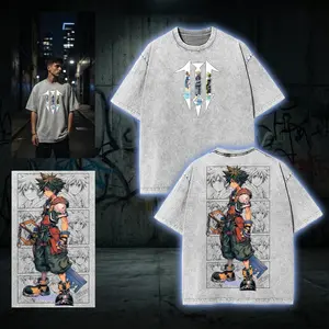 Sora Kingdom Hearts double side Graphic T-Shirt Hoodies video game series Washed custom Tank Top Unisex Cotton Top sweatshirt Menswear Crewneck tee