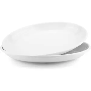 Melamine Large Serving Platter, 16-inch Oval Serving Plates, White Serving Tray for Entertaining Party,  Melamine Serving Dish for Appetizers Meat , Set of 2