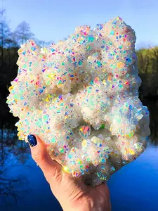 1PC Rainbow Aura Quartz Crystal Cluster, Colorful Aura Angel Crystal Cluster, Loose Gemstones, Crystal Specimen, Creative Gifts and Specialty Jewelry Accessories, Home Collection Art Decoration, The Ideal Choice for Crystal Enthusiasts