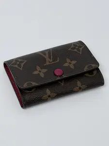 Pre-owned Louis Vuitton canvas and leather Small Leather Goods Monogram Canvas Fuchsia 6 Key Holder SH428LV