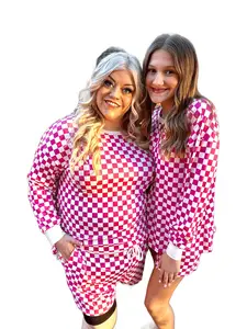 Pink Checkered Top & Shorts 2pc Set