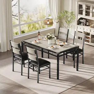 Summervibes Flash sale home items: Hot Space-Saving 2-Piece Wood Dining Table Set. Includes Upholstered Chairs & Corner Protector. Modern Vintage Furniture, Black/Grey Options, ideal for Small Dining Rooms & Apartments