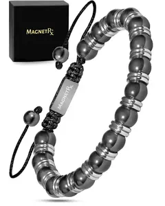MagnetRX High Power Magnetic Hematite Bracelet Silver Titan For Men
