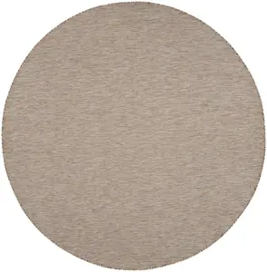 HomeRoots 522447 8 ft. Beige Power Loom Round Modern Area Rug - Durable Decorative Mat, Minimalist Solid Home Decor Indoor Floor Rug, Home Decor Rug
