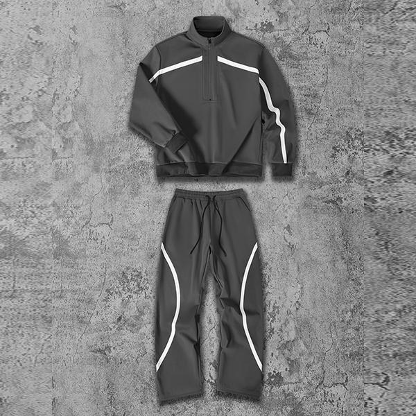 Men's Vintage Sportswear Set Black and White Patchwork Half Zip Hoodie and Joggers Trendy Unisex Casual Comfortable Skin-Friendly Loose Fit Slimming Street Style Two-Piece Outfit coat outdoor clothing windbreaker fit