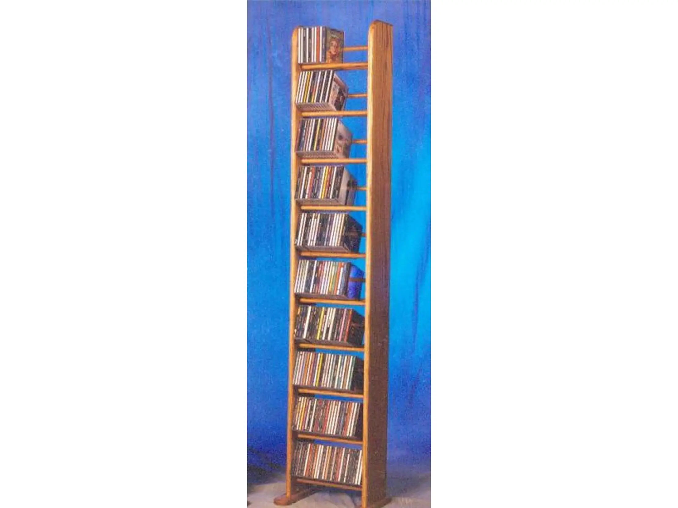 Solid Oak 10 Row Dowel Tower CD Rack