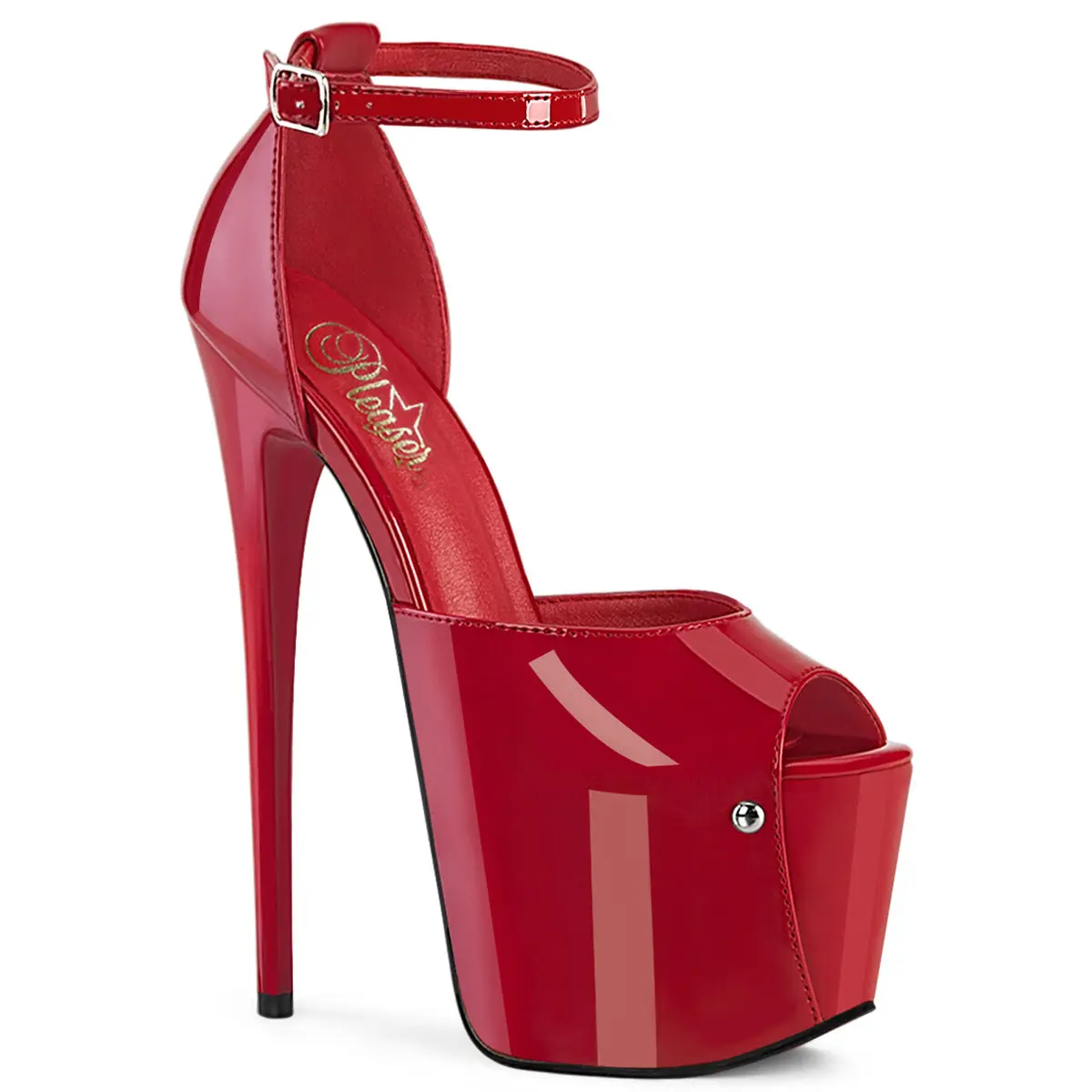 Pleaser Women's Jubilant-15 Patent Leather Sandals, Elegant Stiletto High Heels with Ankle Strap, 7-Inch Heel & 3-Inch Concealed Platform, Footwear, Stylish, Fashion, 7" (178Mm), Stiletto Heel