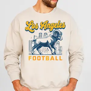 [Sale Up To 50%] - Los Angeles Football Sweatshirt - Retro Football Gameday Crewneck - Football Fan Apparel Pullover - Rams Sweatshirt