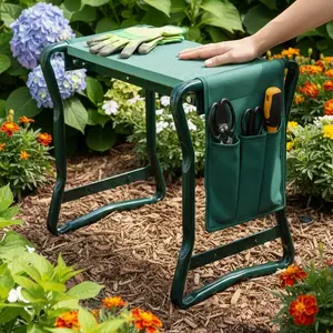 Upgraded Garden Knee Pads with Seat - Padded Foldable Stool, Durable/Tough Gardening Workseats, Tools Supporting Up to 330 lbs Heavy-Duty Gardening Use