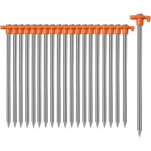Tent Stakes Heavy Duty, 9.75 Inch Yard Stakes Non-Rust Metal Tent Pegs Ground Stakes Tent Spikes for Camping Patio, Garden, Canopies, Grassland, Outdoor