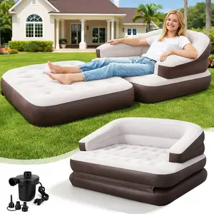 5-in-1 Inflatable Air Mattress with Electric Pump, Foldable Air Couch & Bed for Summer Camping, Tent, Garden, Beach, Guests, Group Gatherings
