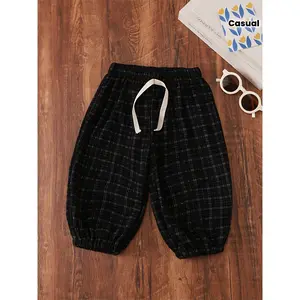 Full-Body Black Plaid - Casual Trousers with Wearable Materials - New Spring/Fall Fashion - Versatile Long Pants for Toddlers - Boys and Girls - Perfect Outdoor Choice
