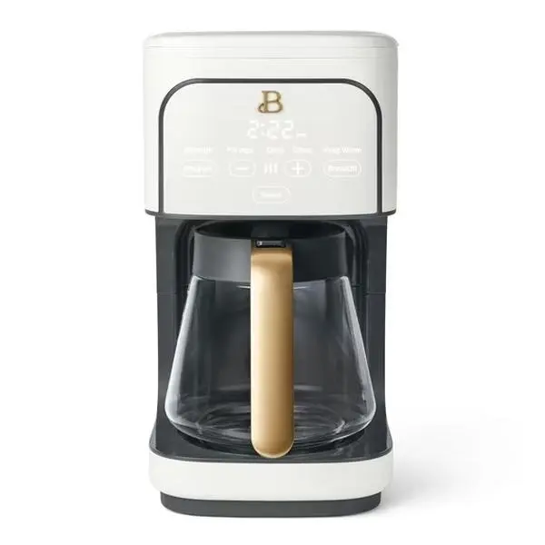 Beautiful 12 Cup Programmable Coffee Maker, White Icing by Drew Barrymore