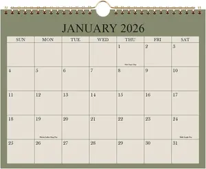 Small Wall Calendar 2026 - Mini Calendar 2026-2027 from January 2026 - June 2027, 18 Months Little Calendar with  Paper, 6" x 8", Green