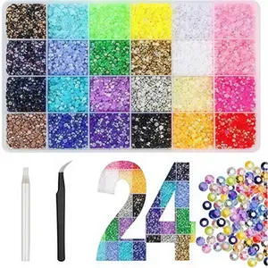 VIBRANT GEMS 30000Pcs Resin Rhinestones with Craft Tools Mixed-Color 3mm Crystal for DIY Crafts Clothing Tumblers Shoes Fabric Nail Art