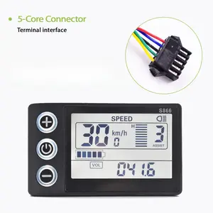 S866 Sm5pin Electric Bicycle Digital Display E-Scooter Cable Computer Speedometer Waterproof Controller Connection, Uart 2 Protocol Only